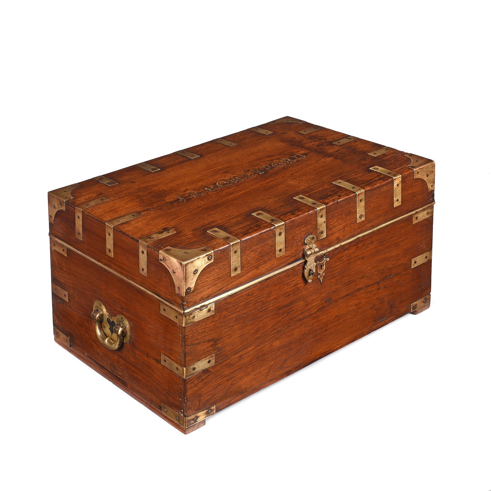 Brass Bound Military Chest Belonging to JR Honeyford -19th Century