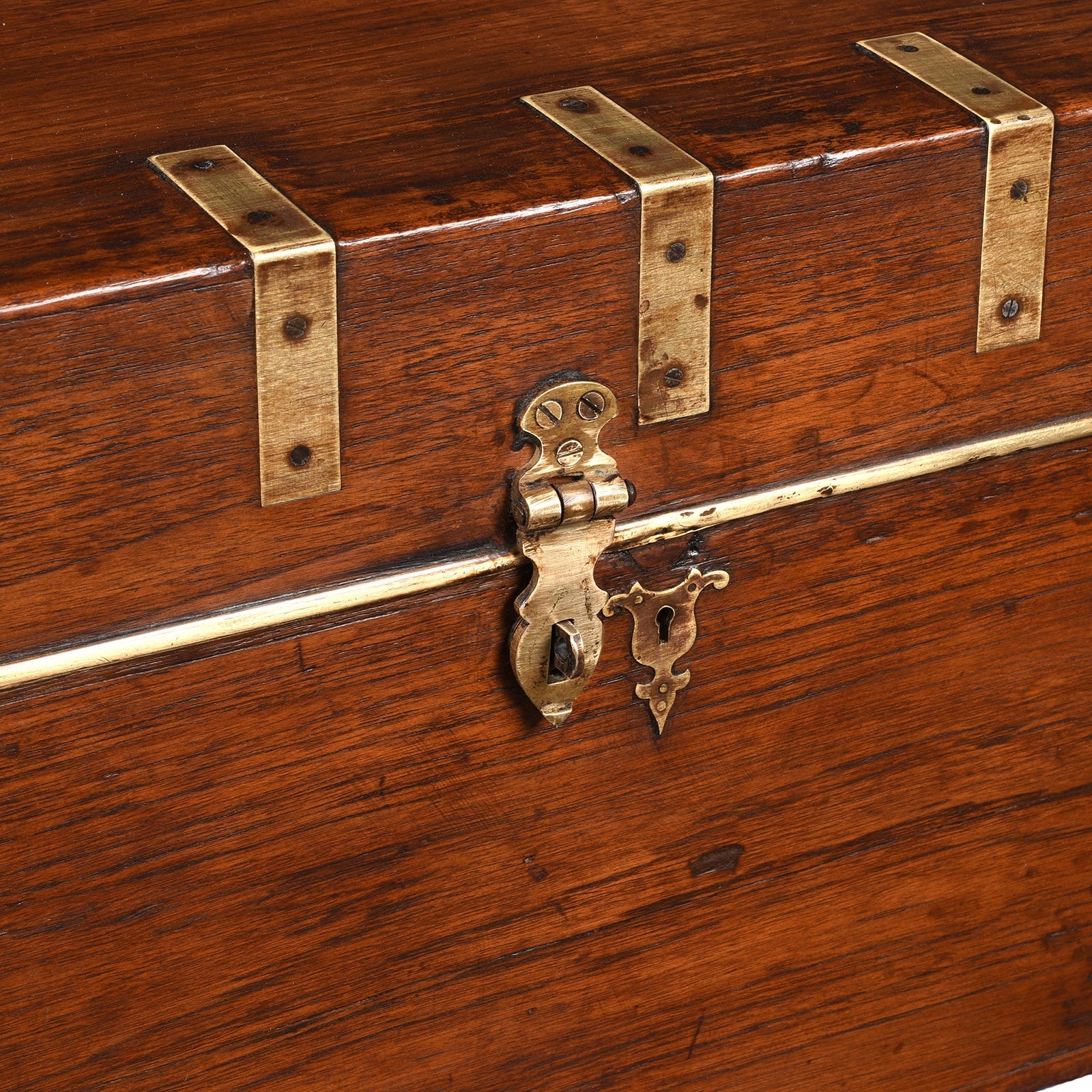 Brass Bound Military Chest Belonging to JR Honeyford -19th Century