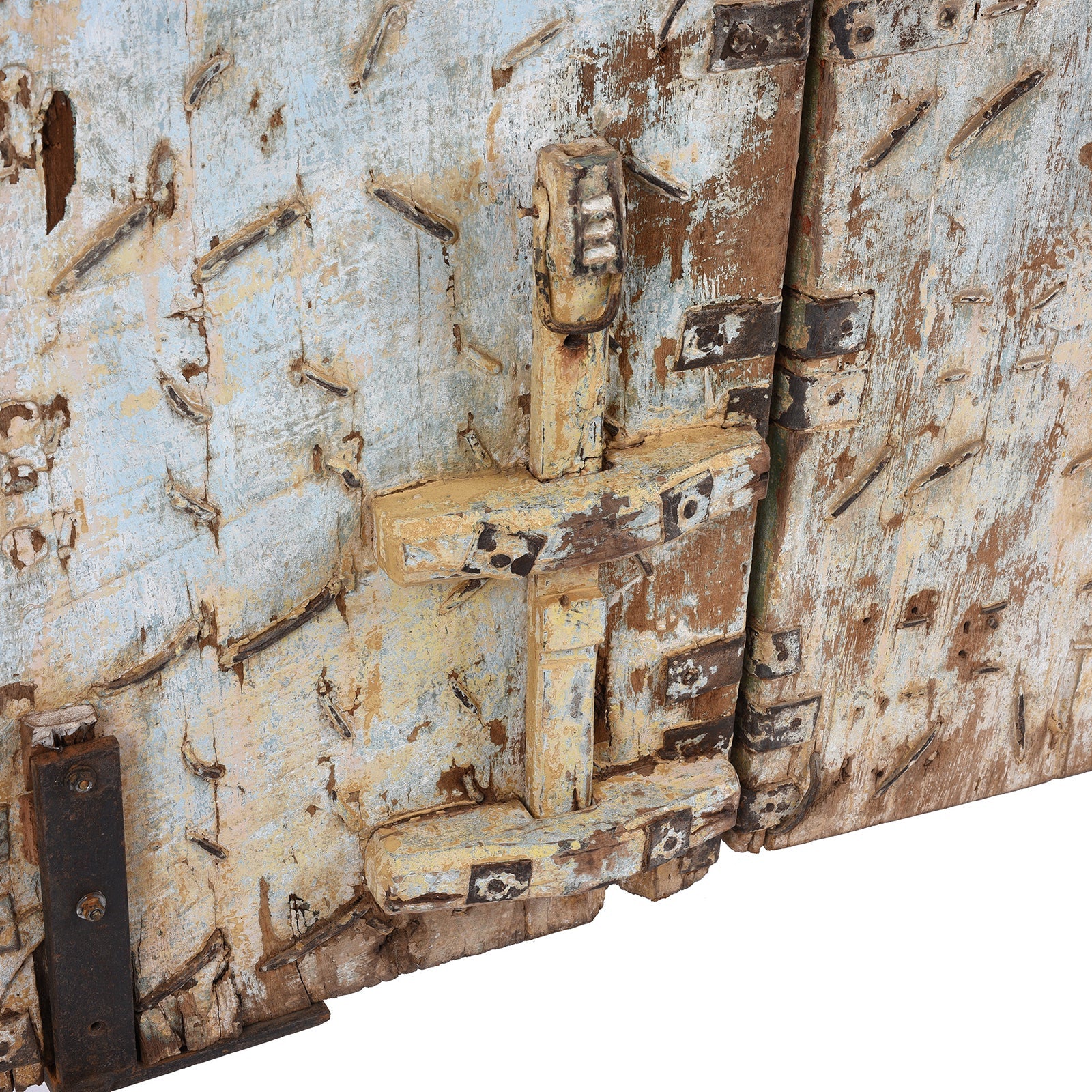 Pink Painted Teak Door From Gujarat - 18th Century