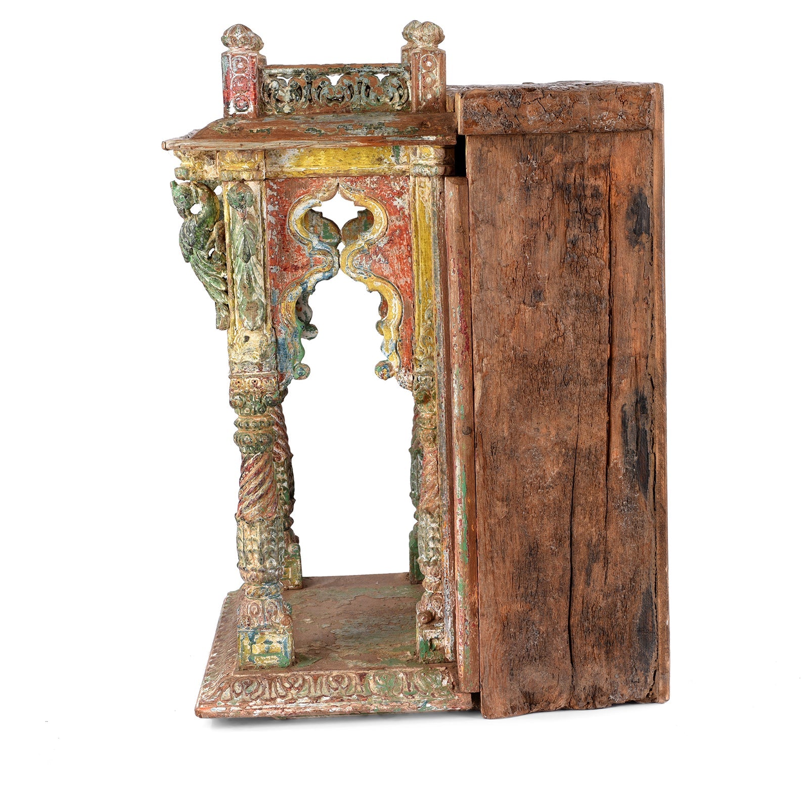 Painted Teak House Shrine From Gujarat - 18th Century