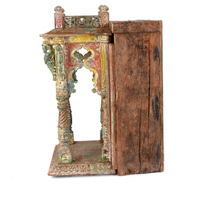 Painted Teak House Shrine From Gujarat - 18th Century