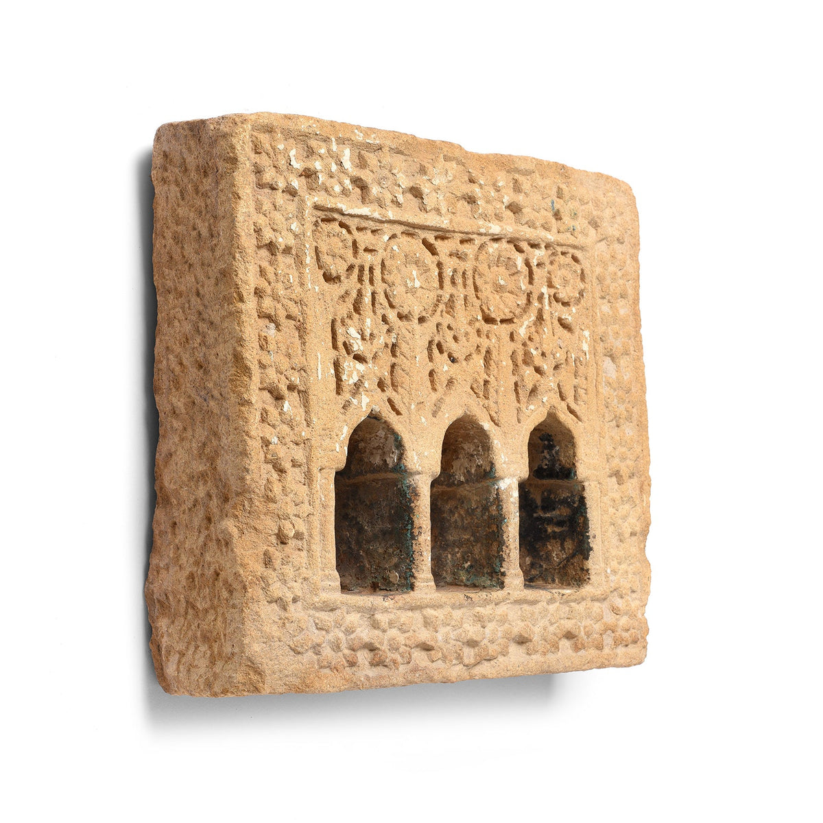 3 Way Stone Lamp Niche From Jaisalmer - 19th Century