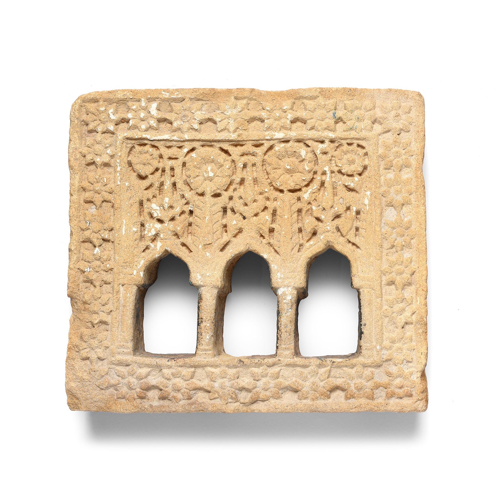 3 Way Stone Lamp Niche From Jaisalmer - 19th Century