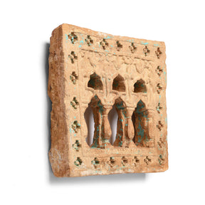 Old 3 Way Stone Lamp Niche From Jaisalmer - 19th Century