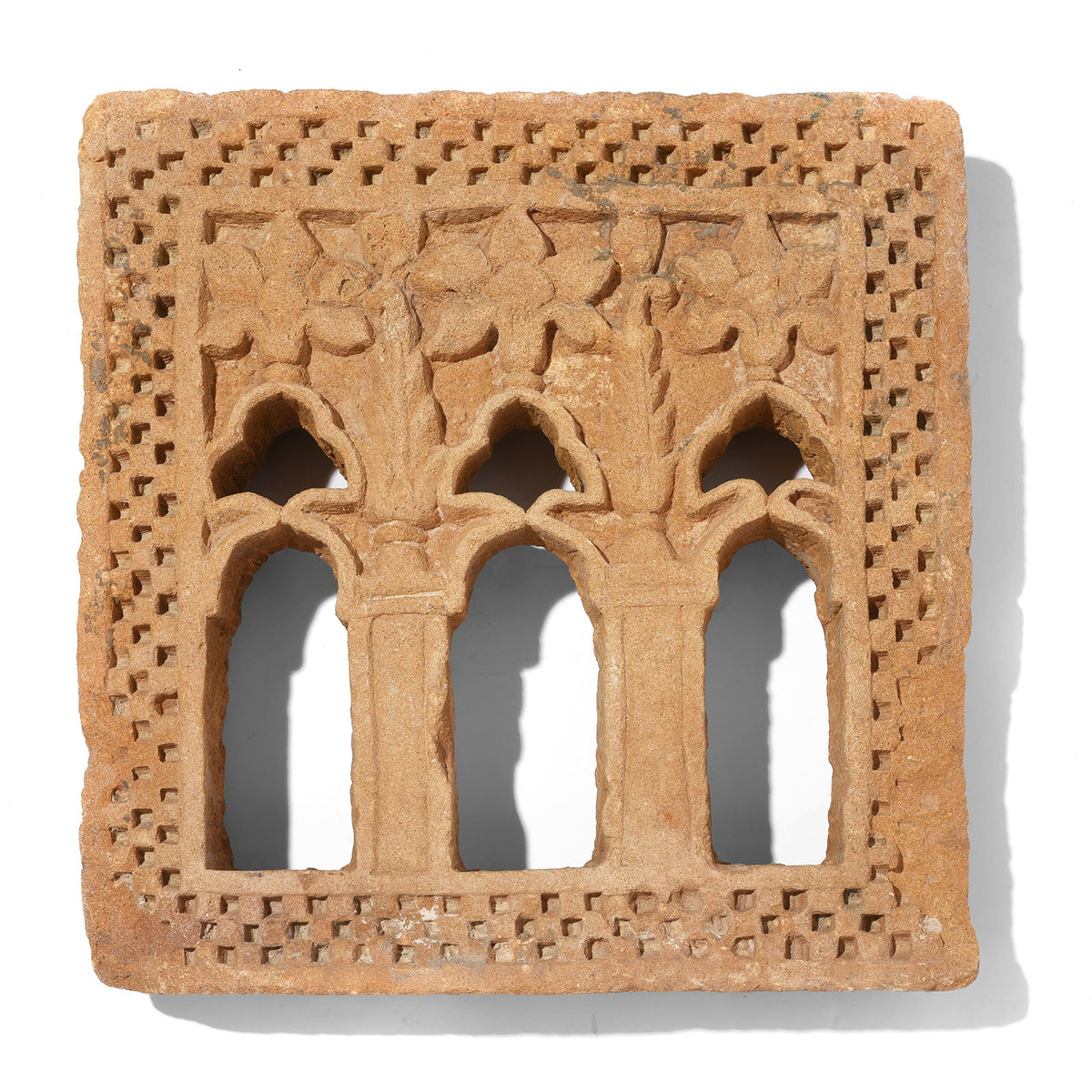 3 Way Stone Lamp Niche From Jaisalmer - 19th Century