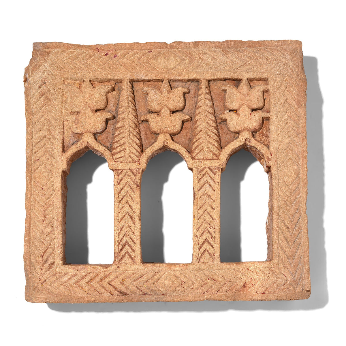 3 Way Stone Lamp Niche From Jaisalmer - 19th Century