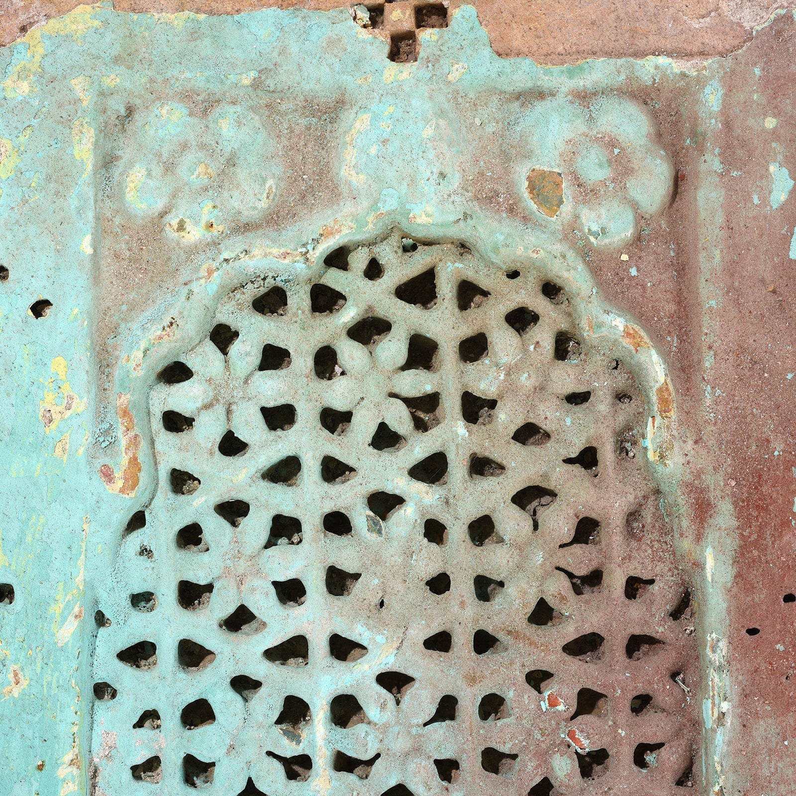Painted Stone Jali Panel From Rajasthan - 19th Century