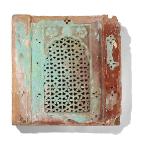 Painted Stone Jali Panel From Rajasthan - 19th Century