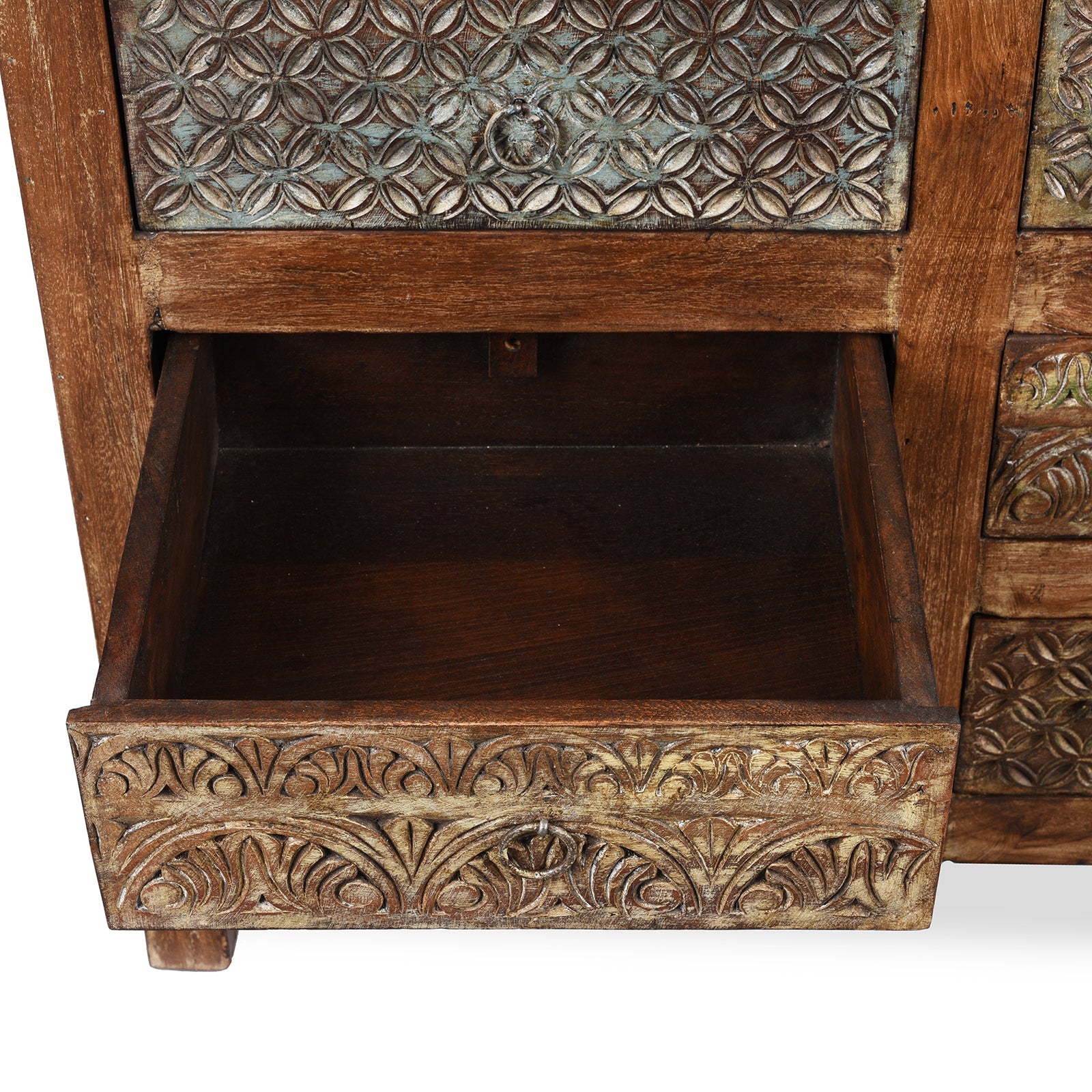 Painted Chest Of 10 Drawers Made From Reclaimed Teak