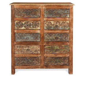 Painted Chest Of 10 Drawers Made From Reclaimed Teak