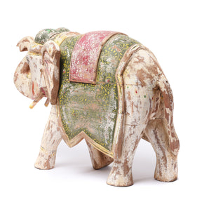 Large Painted Indian Elephant Figurine From Rajasthan