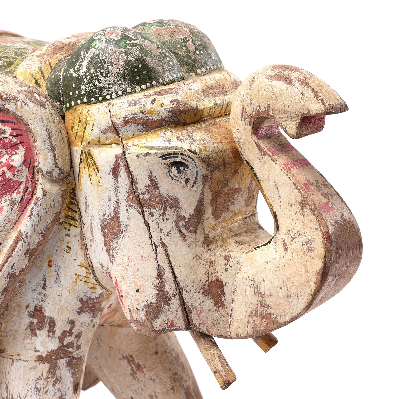 Large Painted Indian Elephant Figurine From Rajasthan