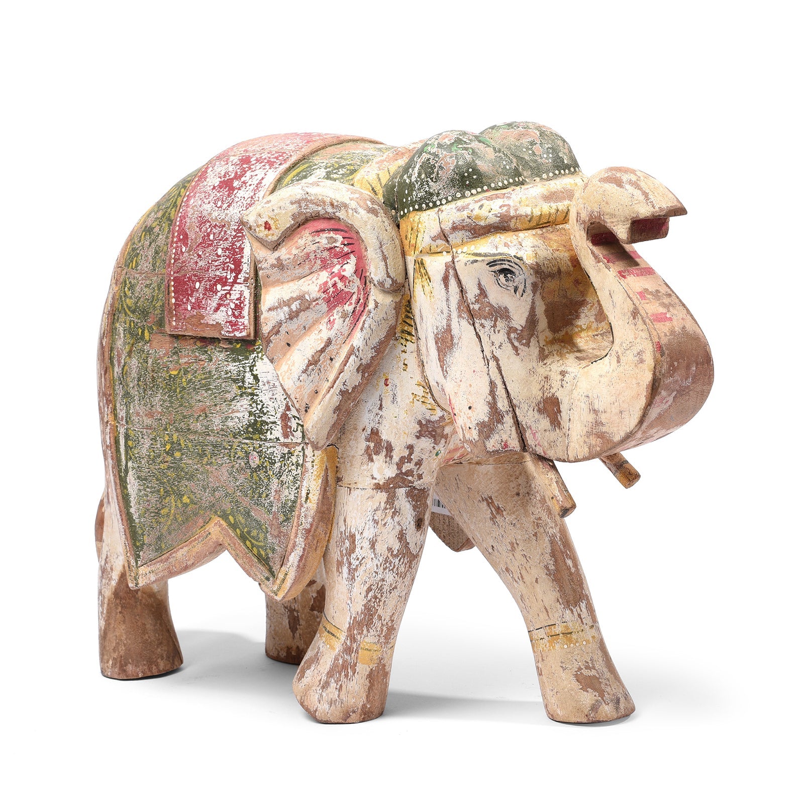 Large Painted Indian Elephant Figurine From Rajasthan