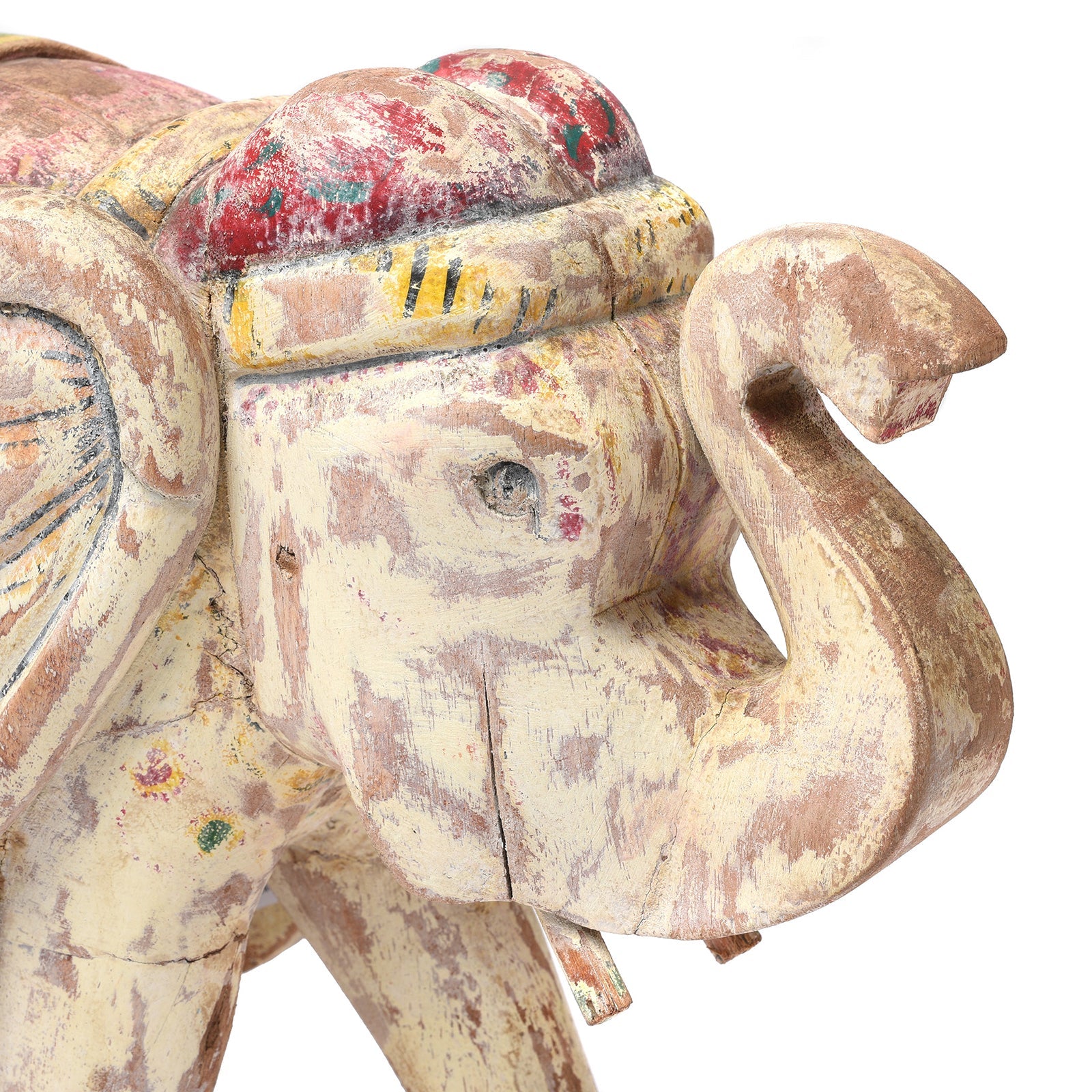 Large Painted Indian Elephant Figurine From Rajasthan