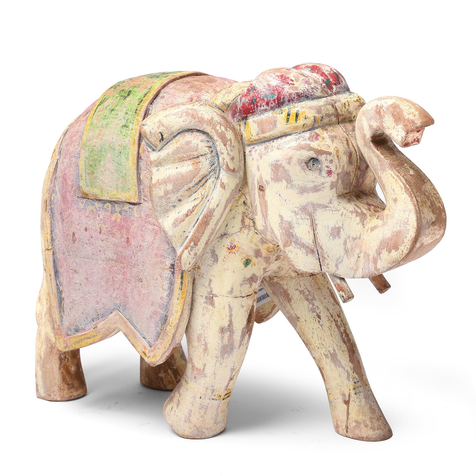 Large Painted Indian Elephant Figurine From Rajasthan