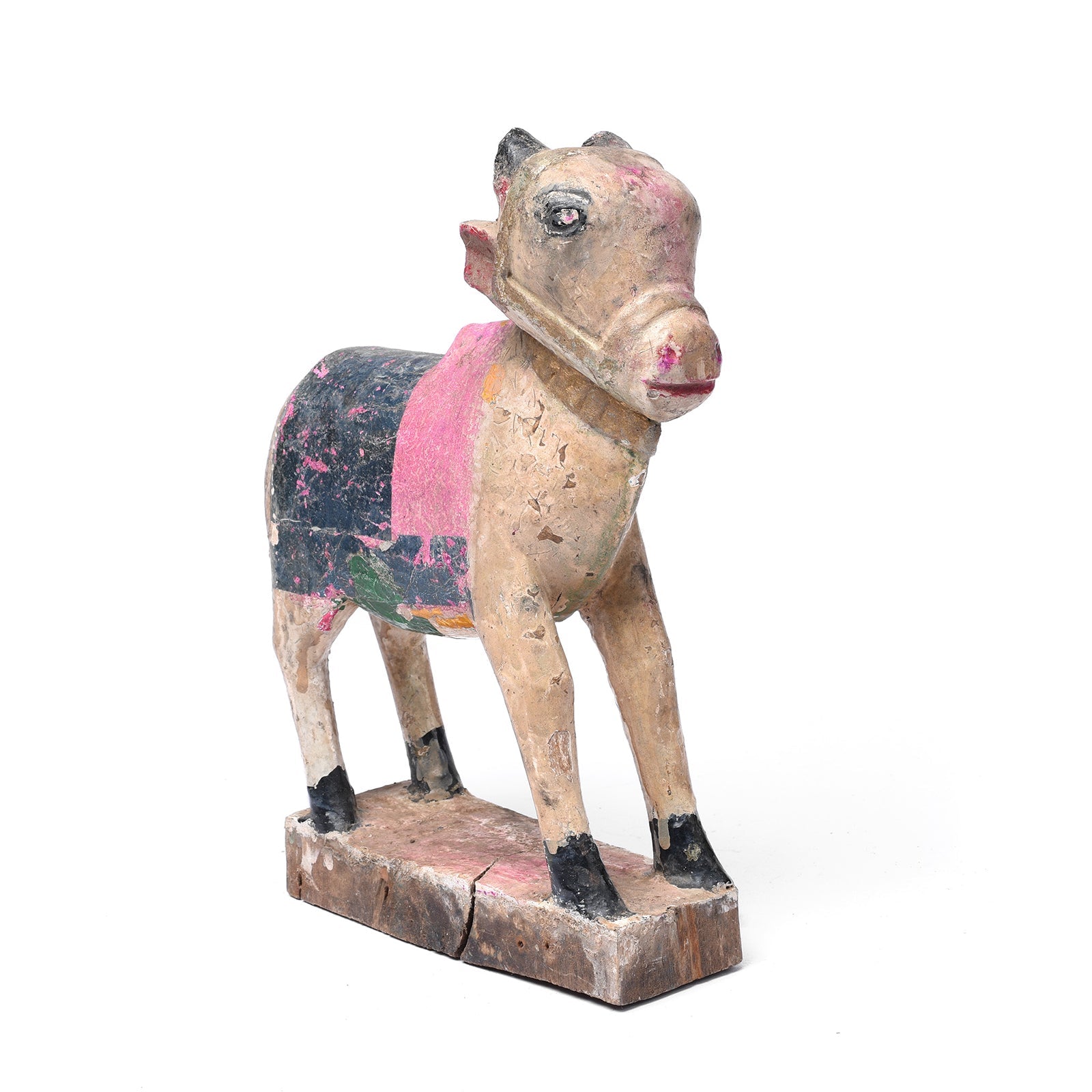 Painted Indian Nandi Bull Figurine From Rajasthan - Ca 1940