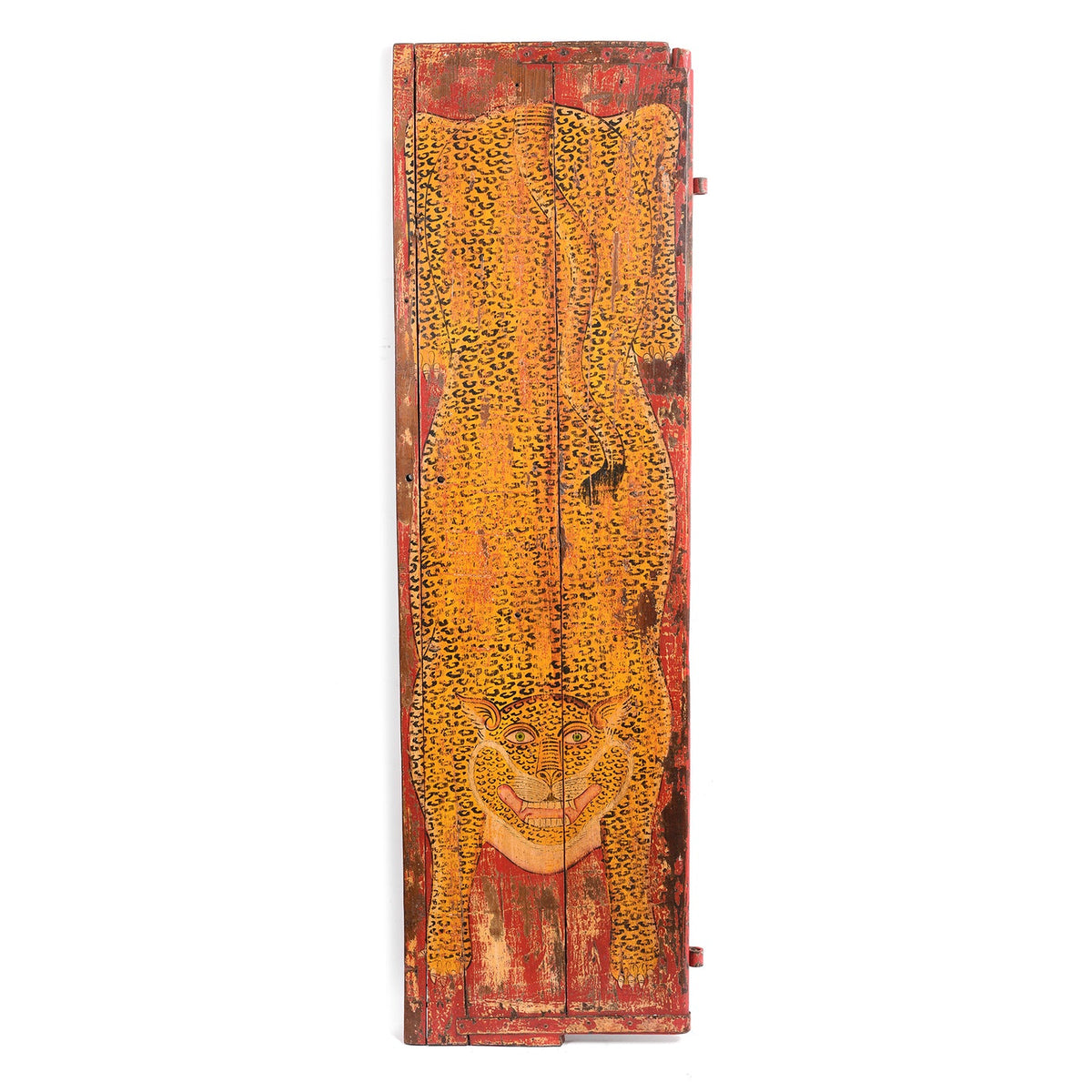 Vintage Painted Indian Leopard Panel