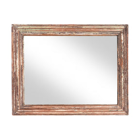 Rustic Painted Indian Mirror - 19thC (60 x 78 cm)