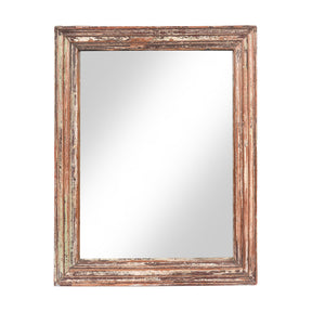 Rustic Painted Indian Mirror - 19thC (60 x 78 cm)