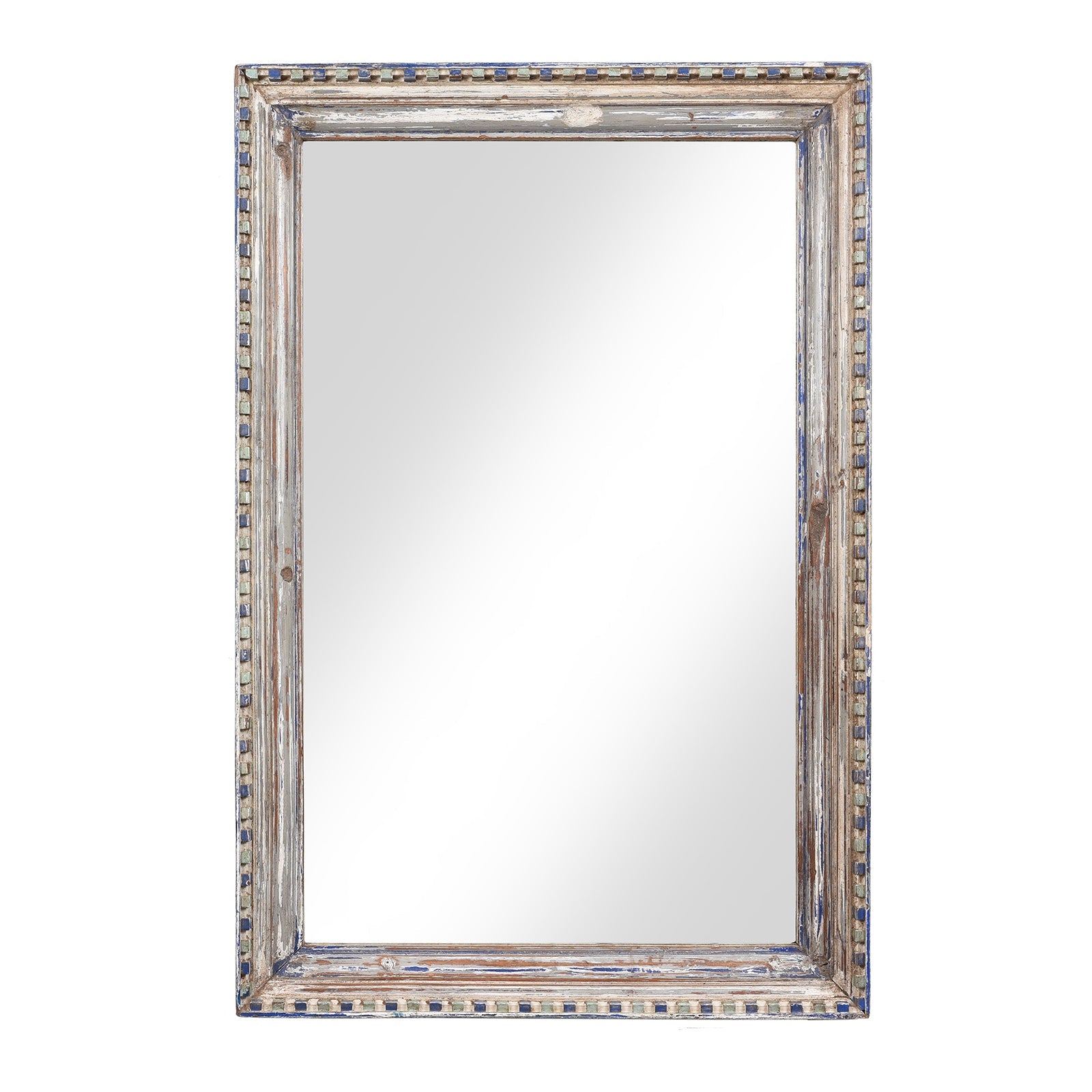 Blue Painted Indian Mirror - 19thC (60 x 92cm)