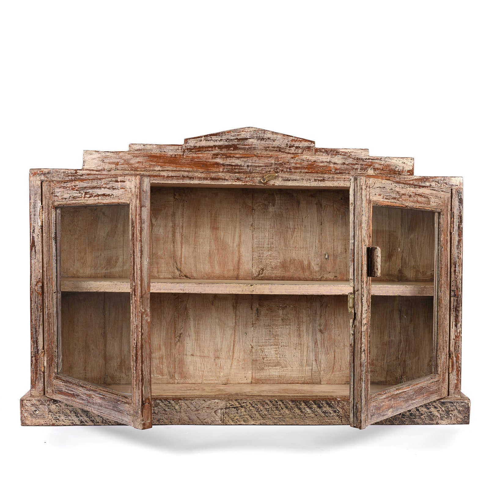 Painted Teak Glazed Wall Cabinet - Ca 1920