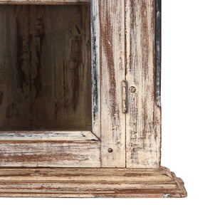 White Painted Glazed Wall Cabinet - Ca 1920