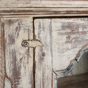 White Painted Glazed Wall Cabinet - Ca 1920