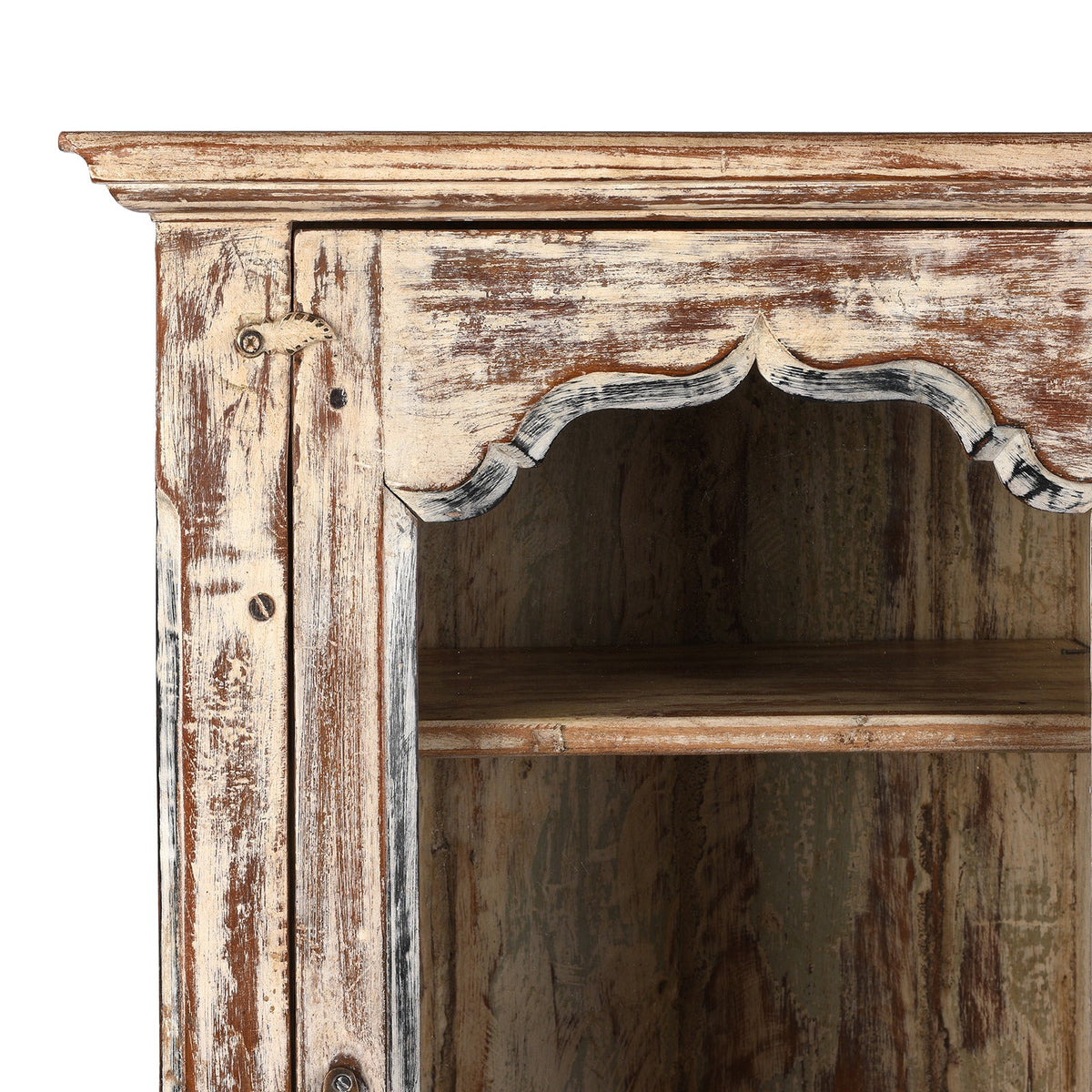 White Painted Glazed Wall Cabinet - Ca 1920