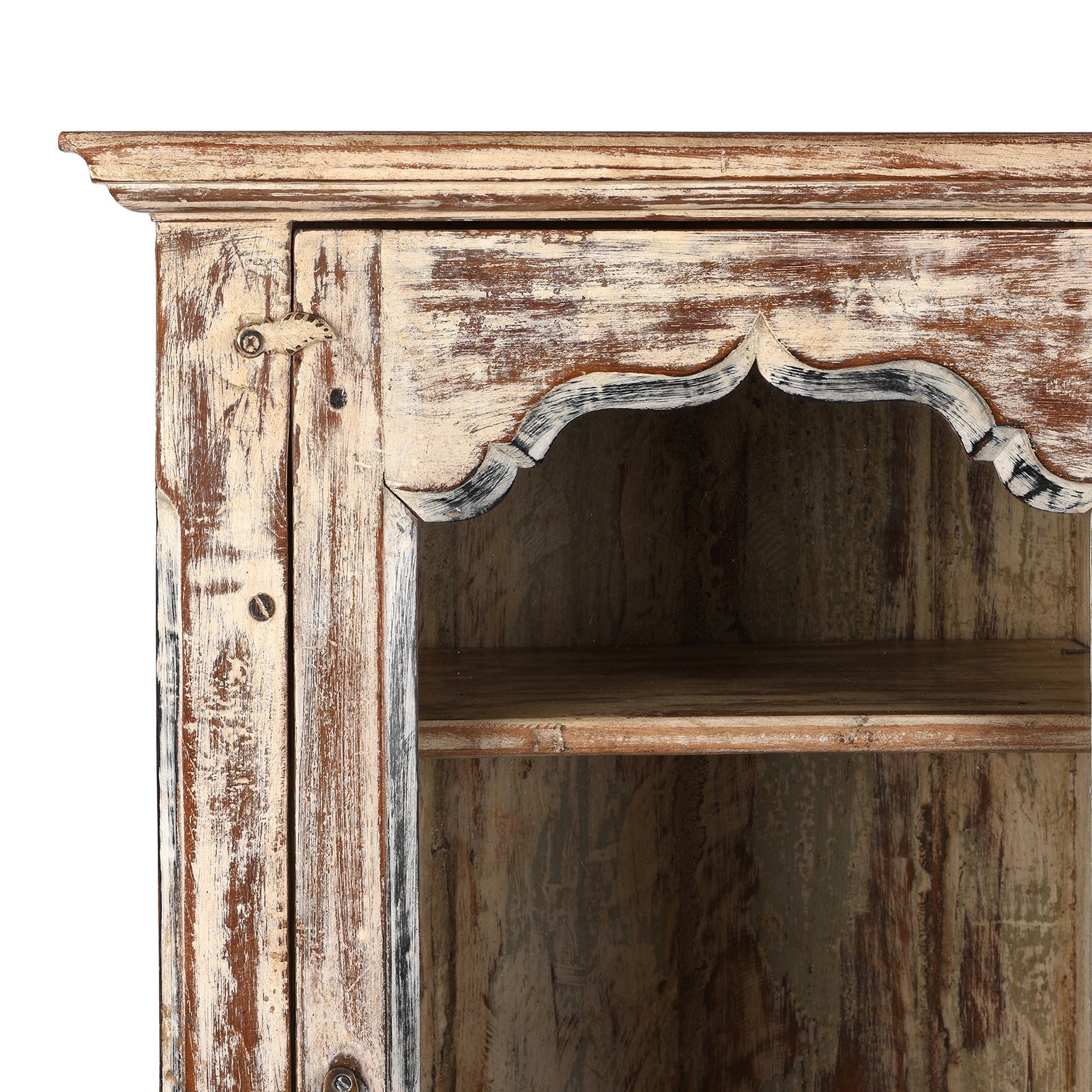 White Painted Glazed Wall Cabinet - Ca 1920