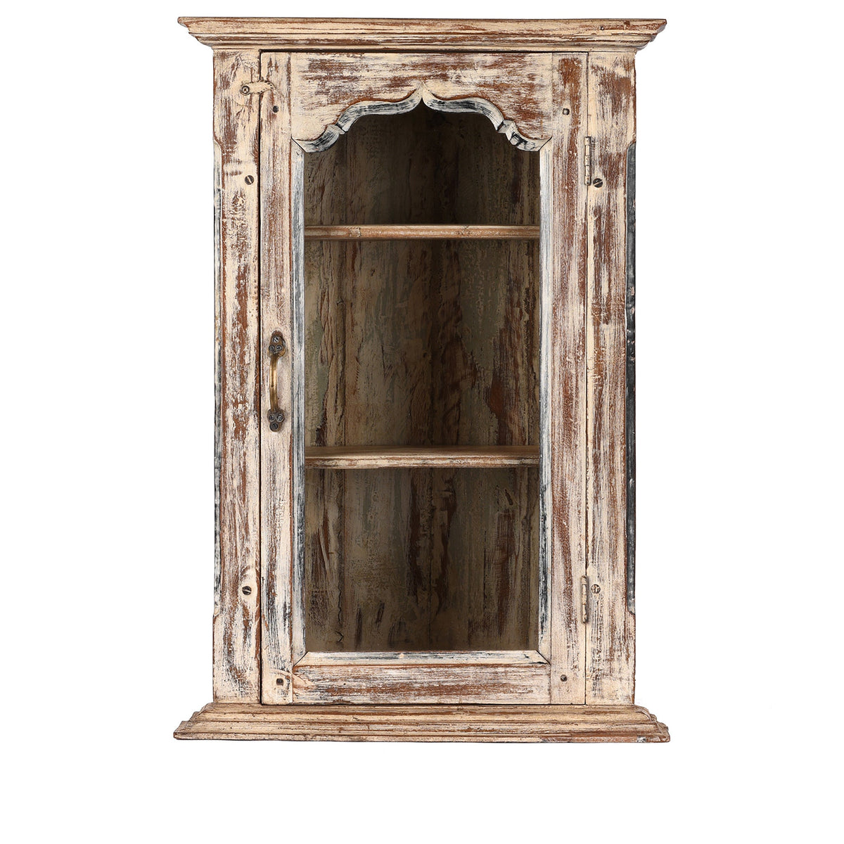 White Painted Glazed Wall Cabinet - Ca 1920