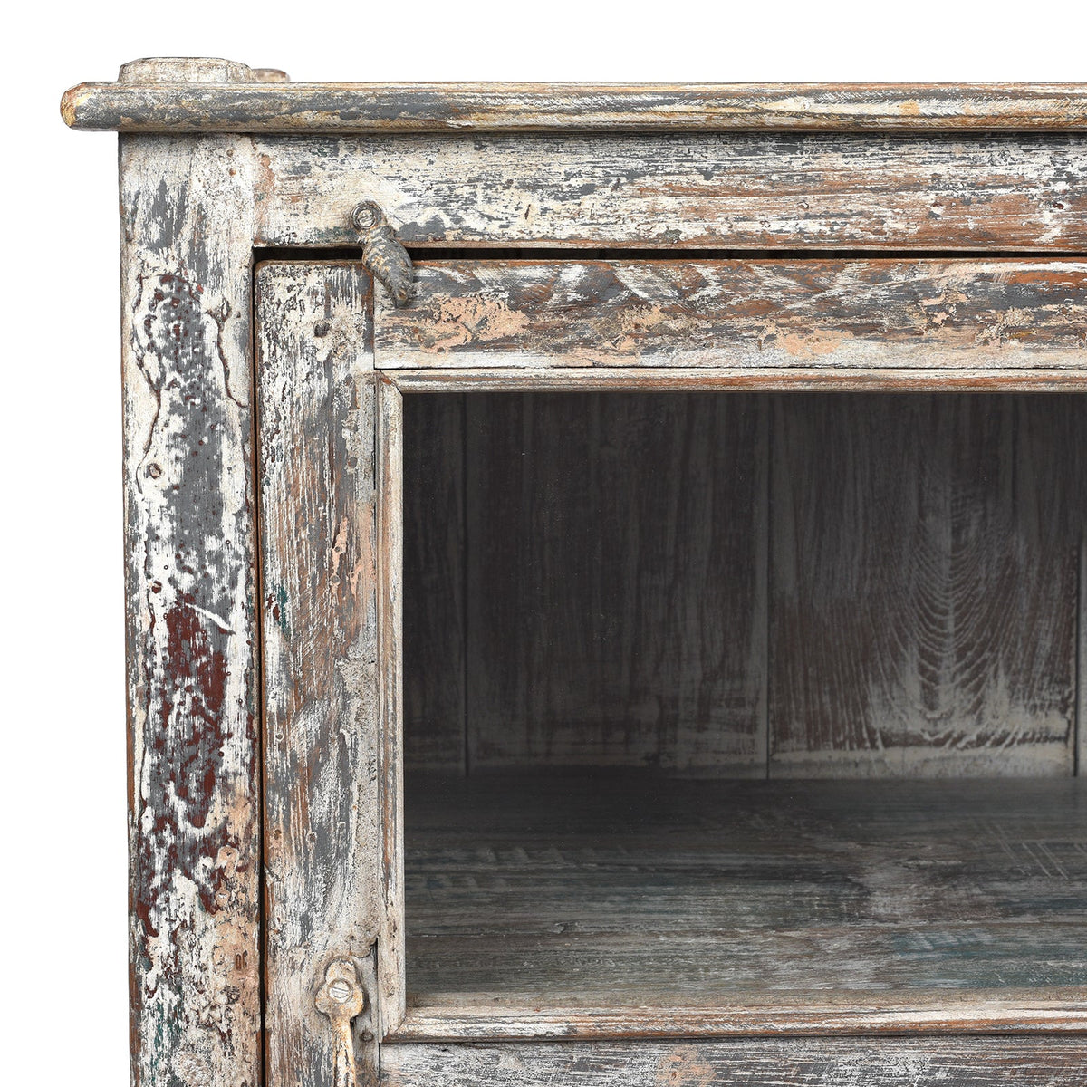Vintage Indian Painted Glazed Display Cabinet - Ca 1920