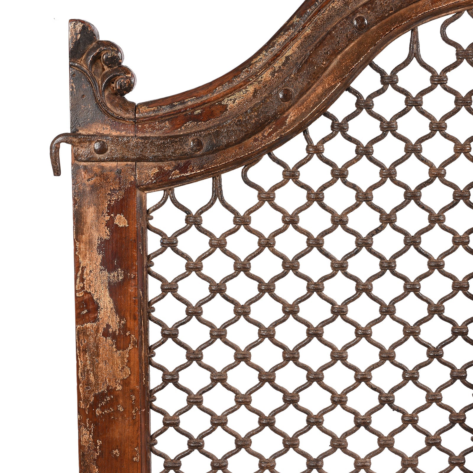 Iron & Teak Jali Dog Gate From Gujarat - 19thC