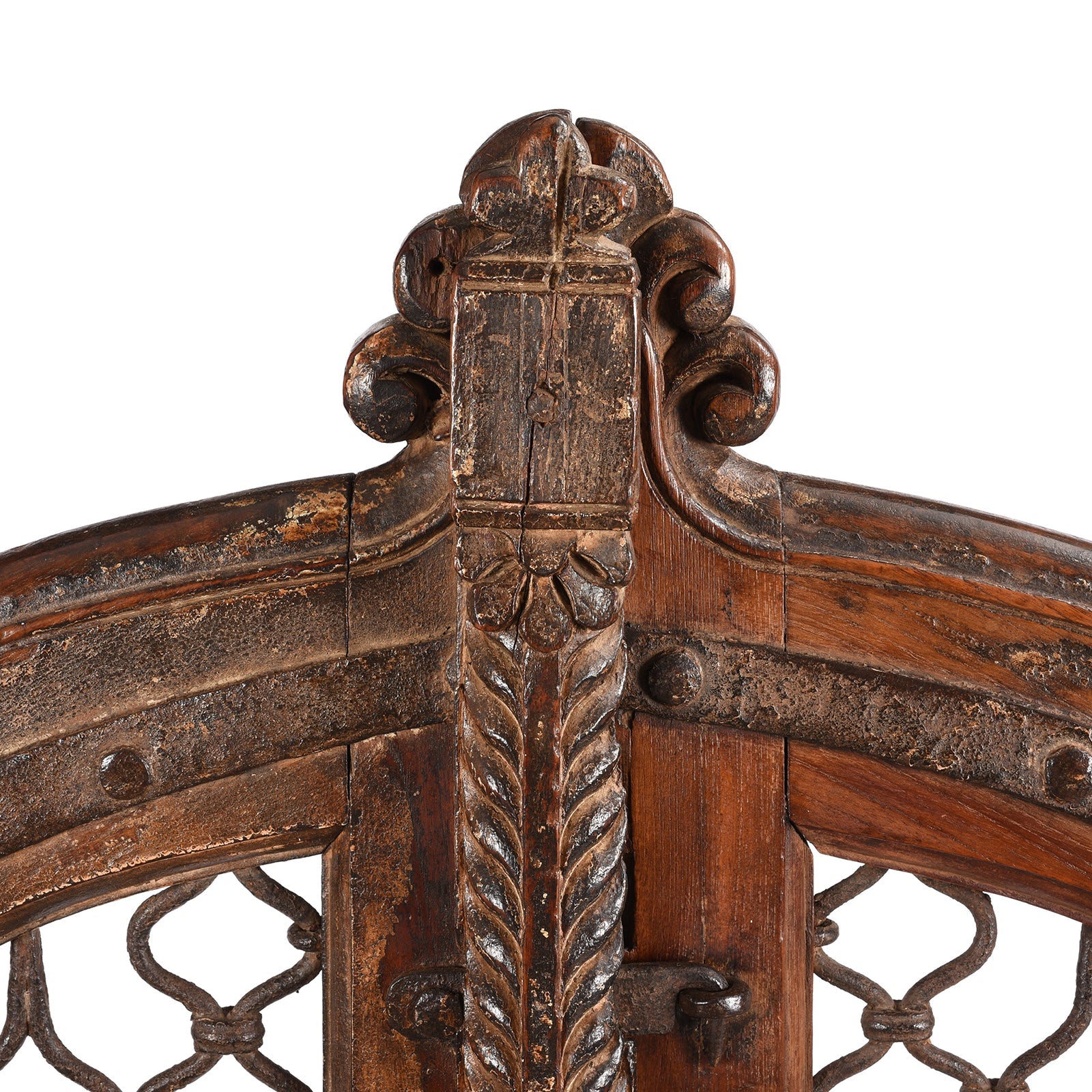 Iron & Teak Jali Dog Gate From Gujarat - 19thC