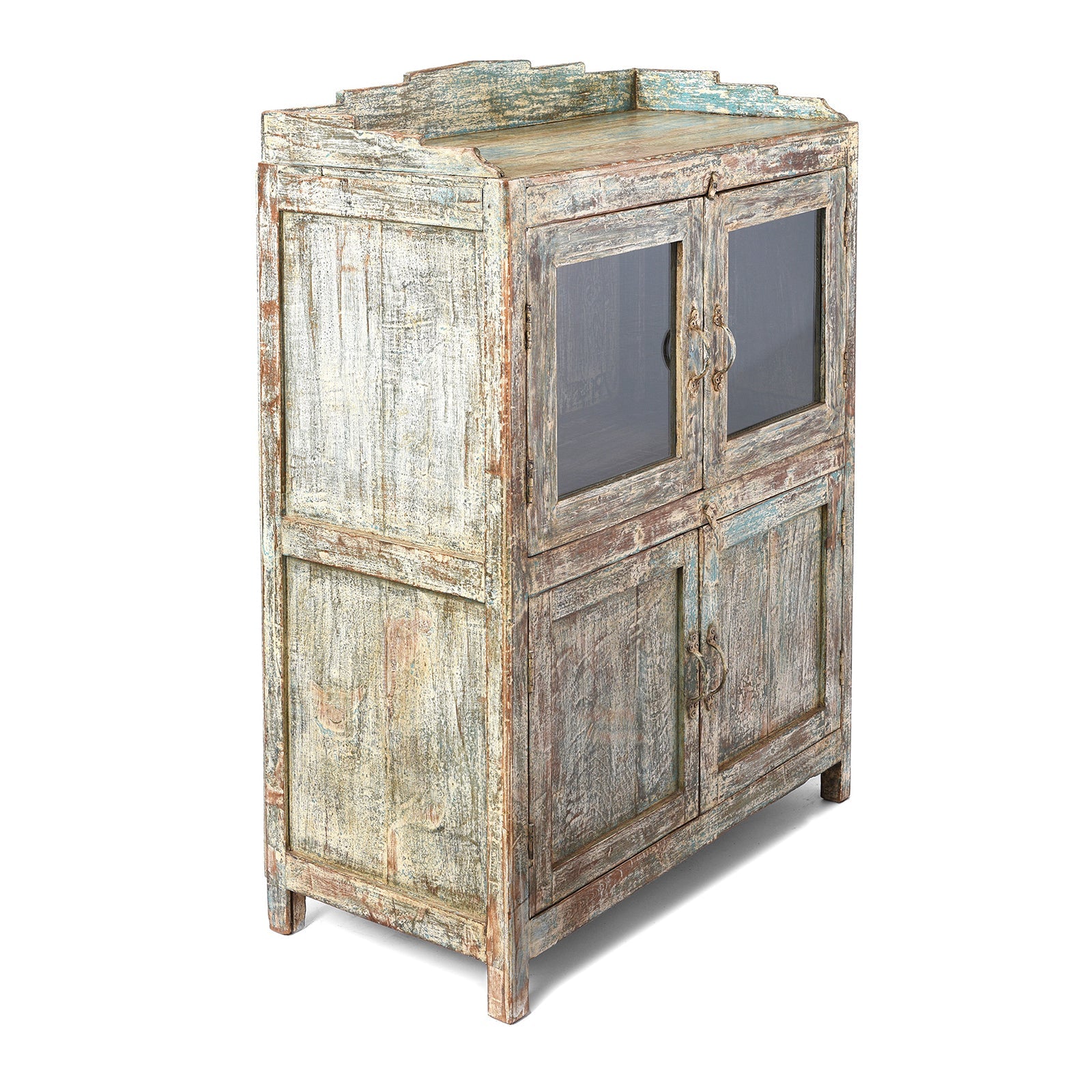 Vintage Indian Green Painted Display Cabinet - Ca 1920