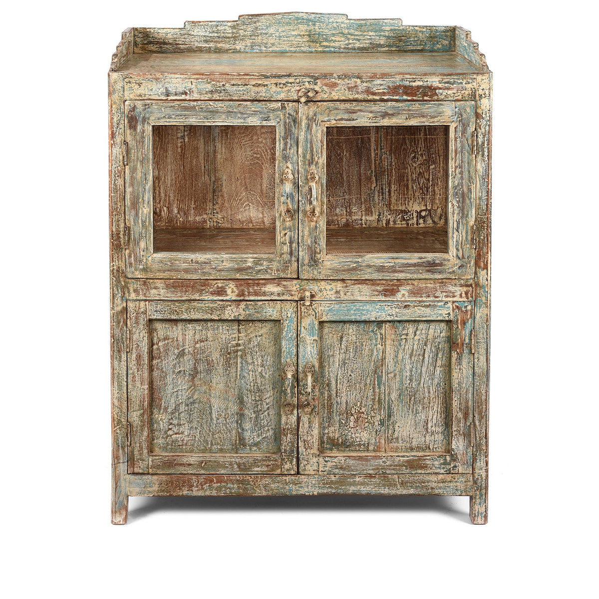 Vintage Indian Green Painted Display Cabinet - Ca 1920