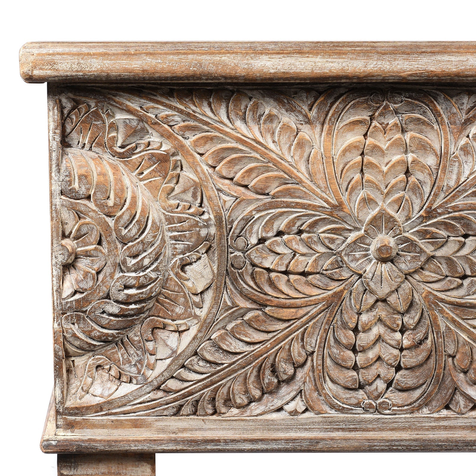 Carved Blanket Chest Made From Painted Teak & Mango Wood