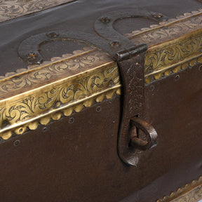Brass & Iron Trousseau Box From Shekhawati - 19th Century