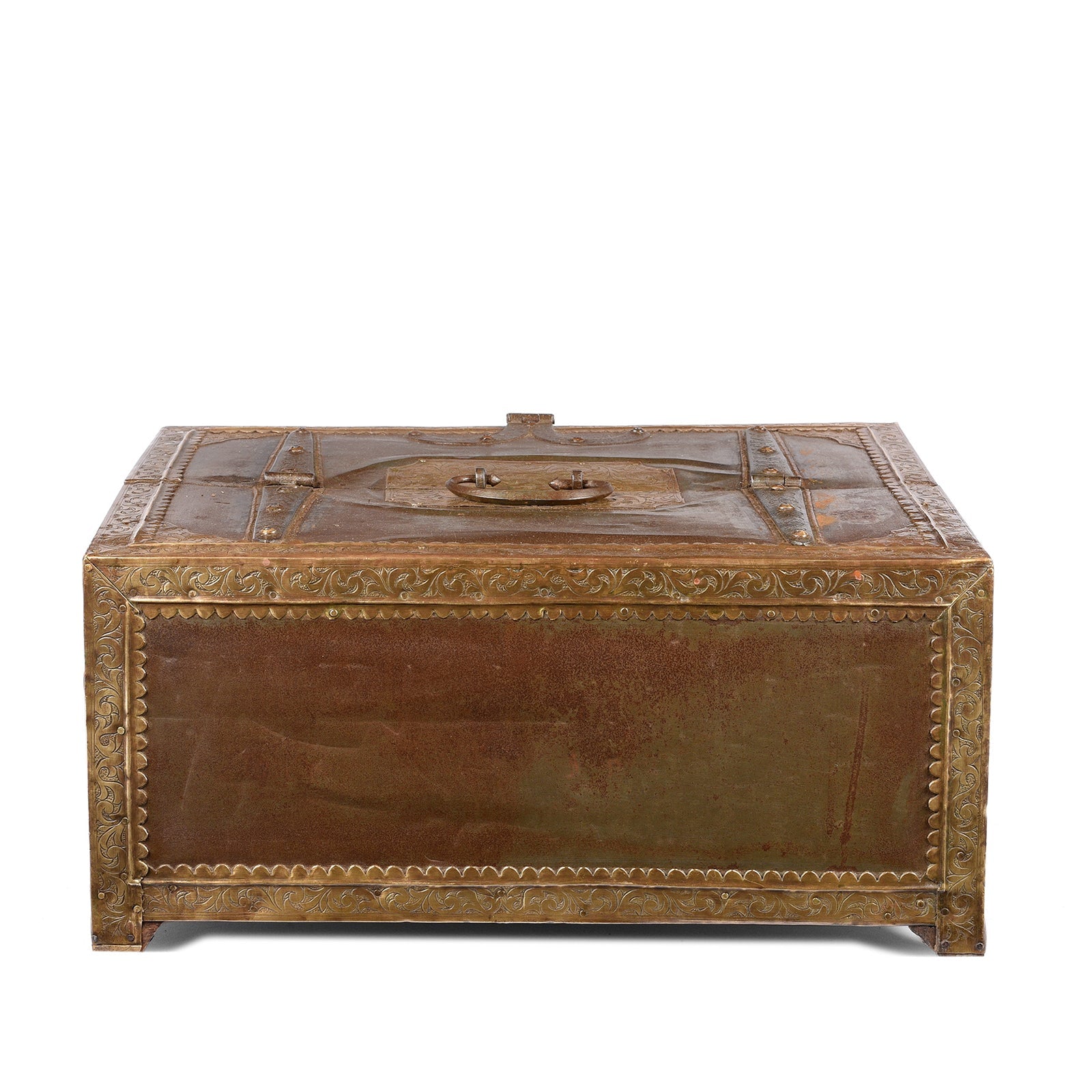 Brass & Iron Trousseau Box From Shekhawati - 19th Century