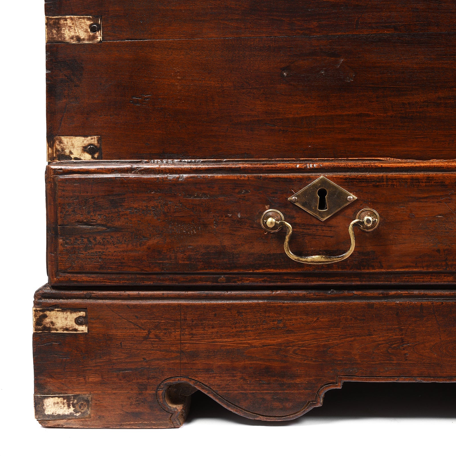 Brass Bound Teak Anglo-Indian Chest From Rajasthan -19thC