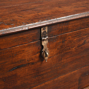 Brass Bound Teak Anglo-Indian Chest From Rajasthan -19thC