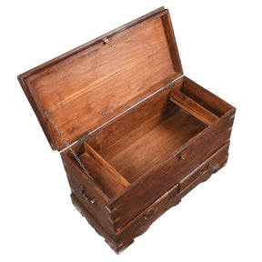 Brass Bound Teak Anglo-Indian Chest From Rajasthan -19thC