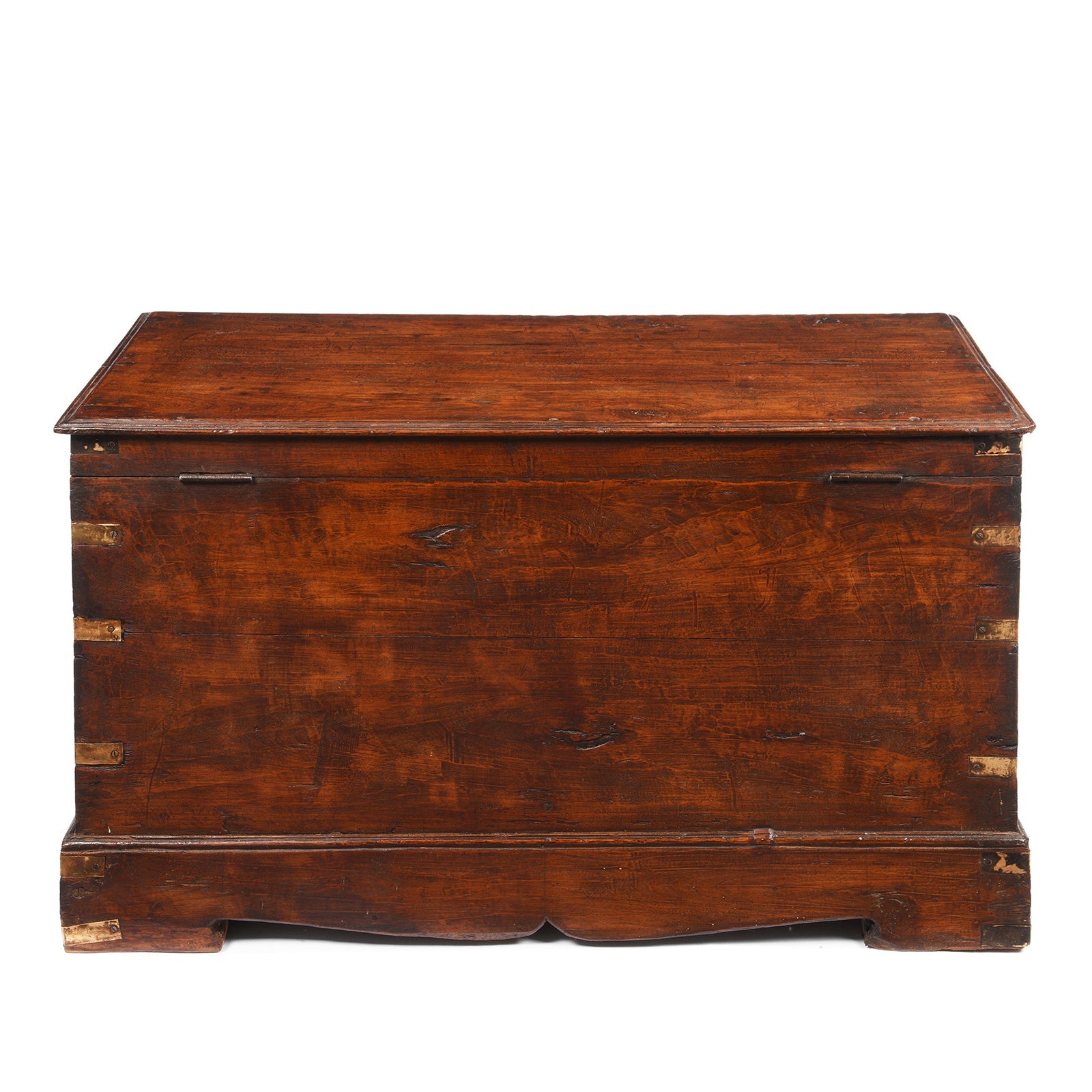Brass Bound Teak Anglo-Indian Chest From Rajasthan -19thC