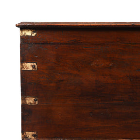 Brass Bound Teak Anglo-Indian Chest From Rajasthan -19thC