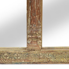 Carved Indian Triple Arch Window Mirror - 19thC (174 x 123cm)