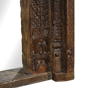 Carved Indian Door Mirror From Andhra Pradesh - 19thC