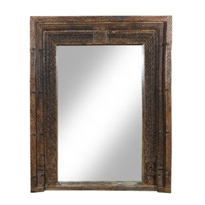 Carved Indian Door Mirror From Andhra Pradesh - 19thC