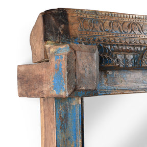 Blue Painted Ganesh Door Mirror From Andhra Pradesh - 19th Century
