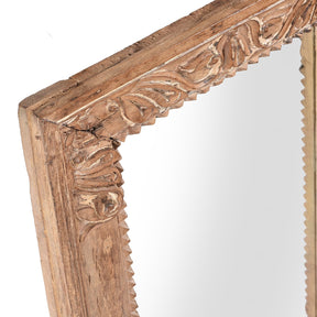 Old Indian Carved Teak Mirror From Gujarat - 19thC