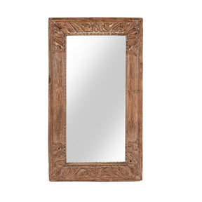 Old Indian Carved Teak Mirror From Gujarat - 19thC