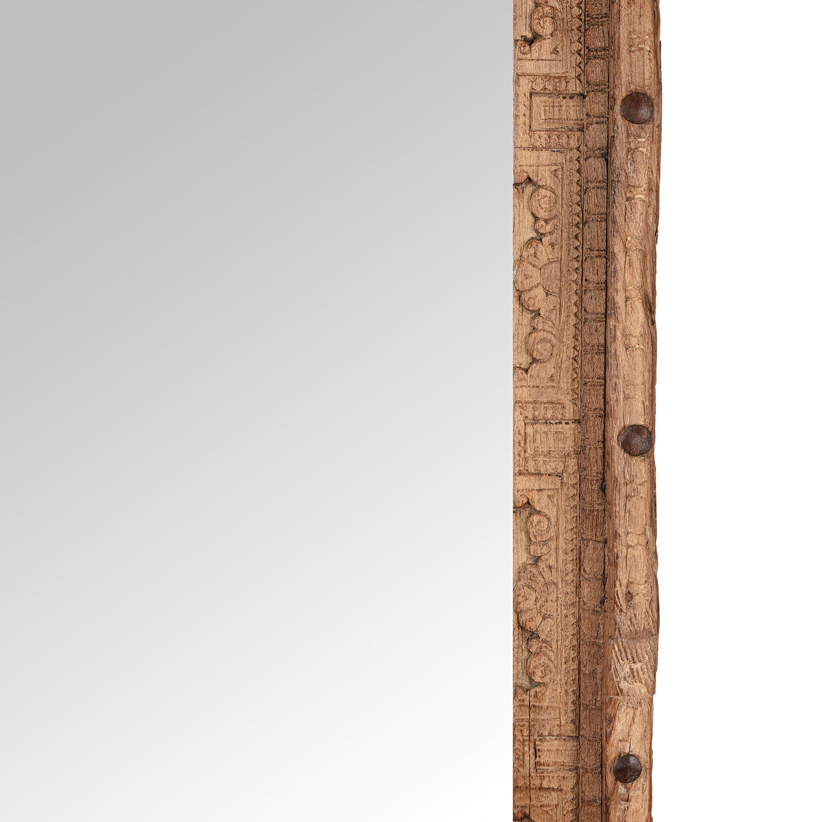 Carved Teak Door Mirror From Nagaur - 19th Century